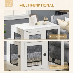 Koiranhäkki pienille ja keskikokoisille koirille, teräs, 2 ovea, pehmeä alusta, 94 x 60 x 71,5 cm, valkoinen