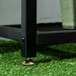 Metallinen kukkateline 4 tasoa, säänkestävä kasviteline, 91 x 25 x 83 cm, musta