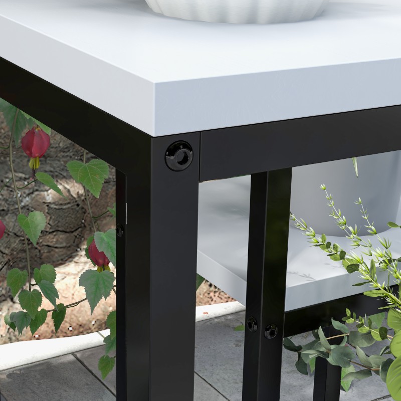 Kasviteline 4 tasoa sisä- ja ulkokäyttöön teräs ja puu 34 x 34 x 70 cm musta/valkoinen