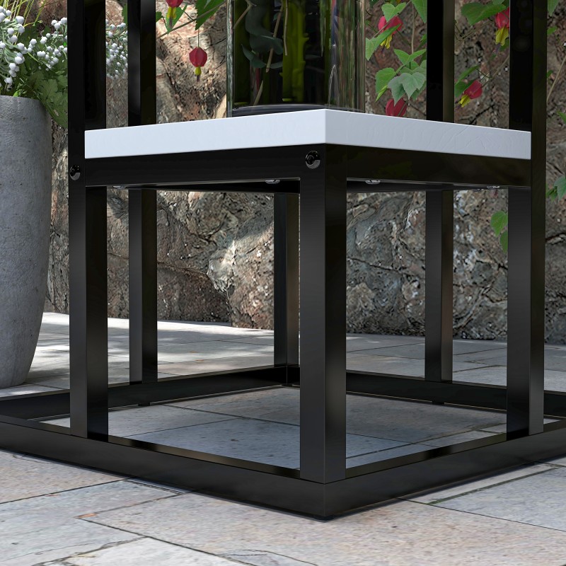 Kasviteline 4 tasoa sisä- ja ulkokäyttöön teräs ja puu 34 x 34 x 70 cm musta/valkoinen