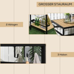 Tarjoiluvaunu ulko- ja sisäkäyttöön, teollinen tyyli, teräs ja kuusipuu, 107 x 65 x 80 cm, musta/natur