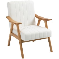 Skandinaavinen nojatuoli samettimainen verhoilu massiivipuurunko 68 x 74 x 82 cm luonnonvärinen creme