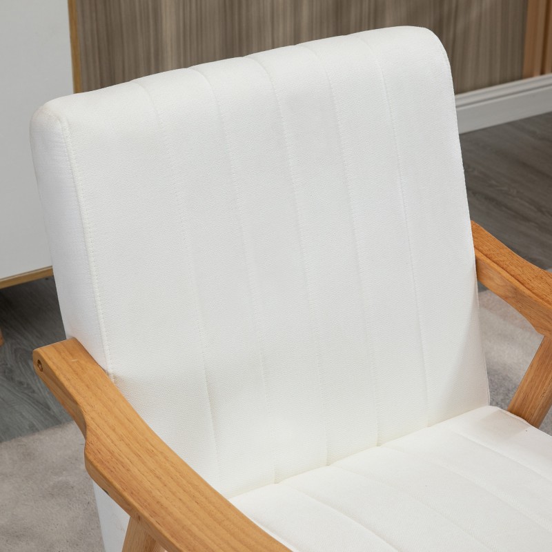Skandinaavinen nojatuoli samettimainen verhoilu massiivipuurunko 68 x 74 x 82 cm luonnonvärinen/creme
