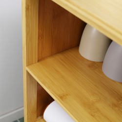 Bambusta valmistettu kylpyhuonekaappi 2 avohyllyllä ja kaapilla 50 x 29 x 92 cm luonnonväri