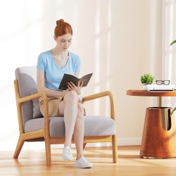 Nojatuoli olohuoneeseen ja makuuhuoneeseen, samettimainen verhoilu, kumipuujalat, 61x78x76 cm, harmaa