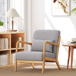 Nojatuoli olohuoneeseen ja makuuhuoneeseen, samettimainen verhoilu, kumipuujalat, 61x78x76 cm, harmaa