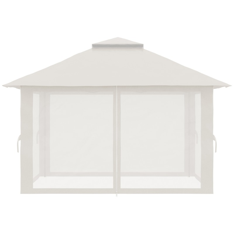 Taitettava paviljonki ulkokäyttöön, korkeussäädettävä, 4x4 m, 4 verkko­seinää, tuuletuskatto, cremevalkoinen