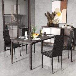 Ruokapöydän tuolit 4 kpl, keinonahka, teräsjalat, 50 x 41 x 97 cm, musta