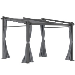 Pergola ulkokäyttöön teräs alumiinirunko säädettävä kattokangas 2 97 x 2 95 x 2 3 m tummanharmaa