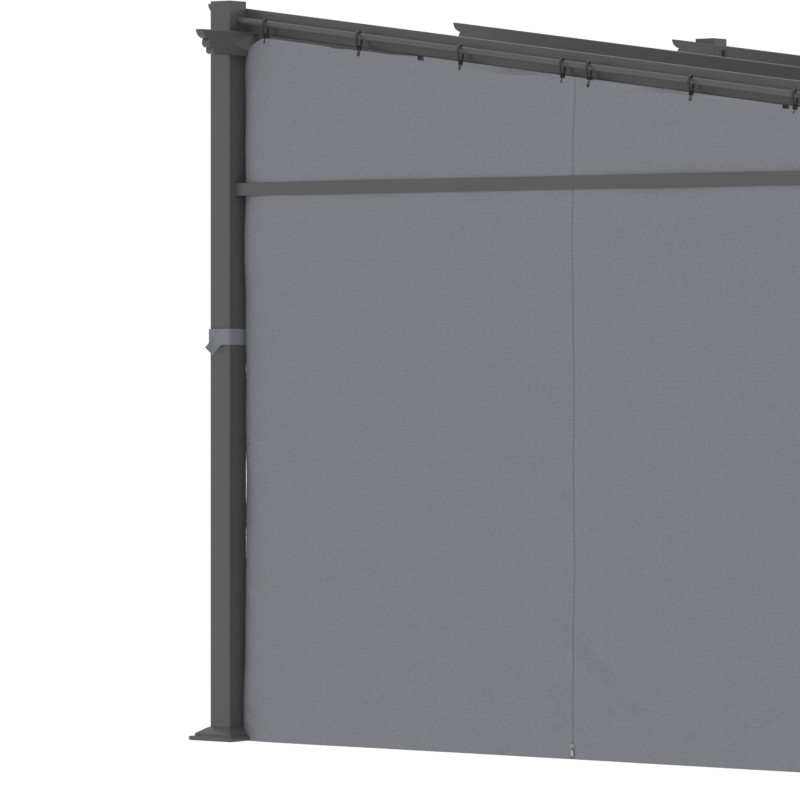 Pergola ulkokäyttöön, teräs/alumiinirunko, säädettävä kattokangas, 2,97 x 2,95 x 2,3 m, tummanharmaa