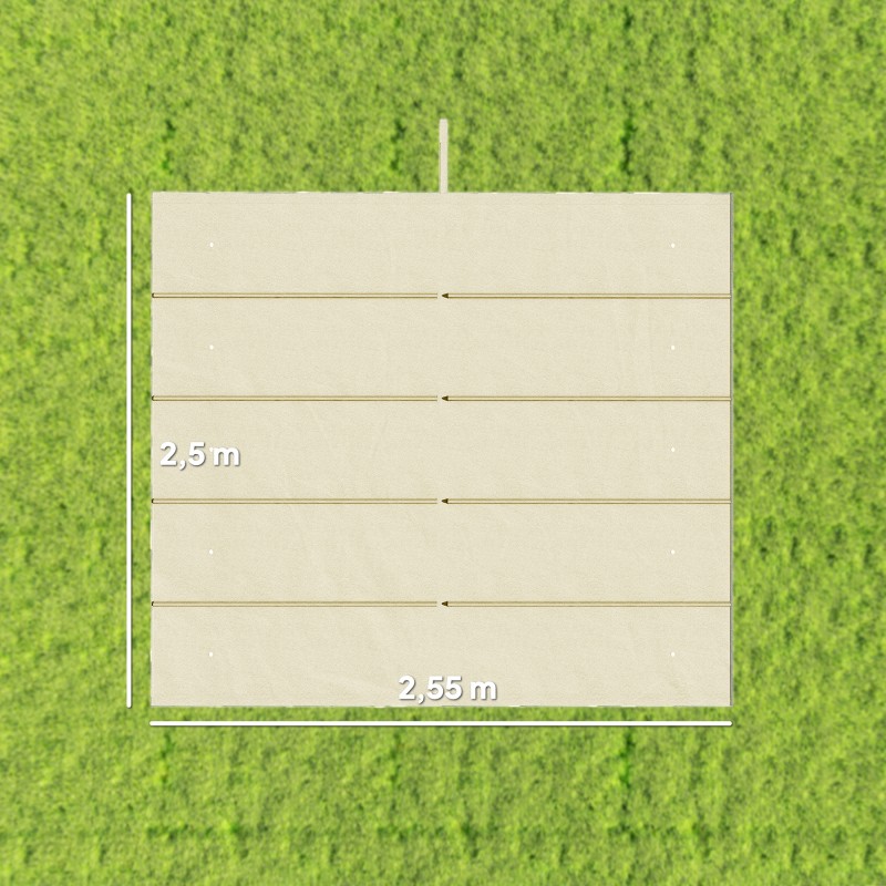 Pergolan vaihtokate 3 x 3 m, polyesteri, sadevesiaukot, kermanvalkoinen