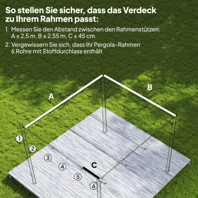 Pergolan vaihtokate 3 x 3 m, polyesteri, sadevesiaukot, kermanvalkoinen