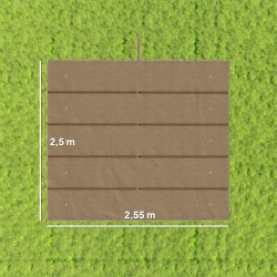 Pergolan kattokangas 3 x 3 m, liukuva, sadevesiaukoilla, polyesteri, ruskea