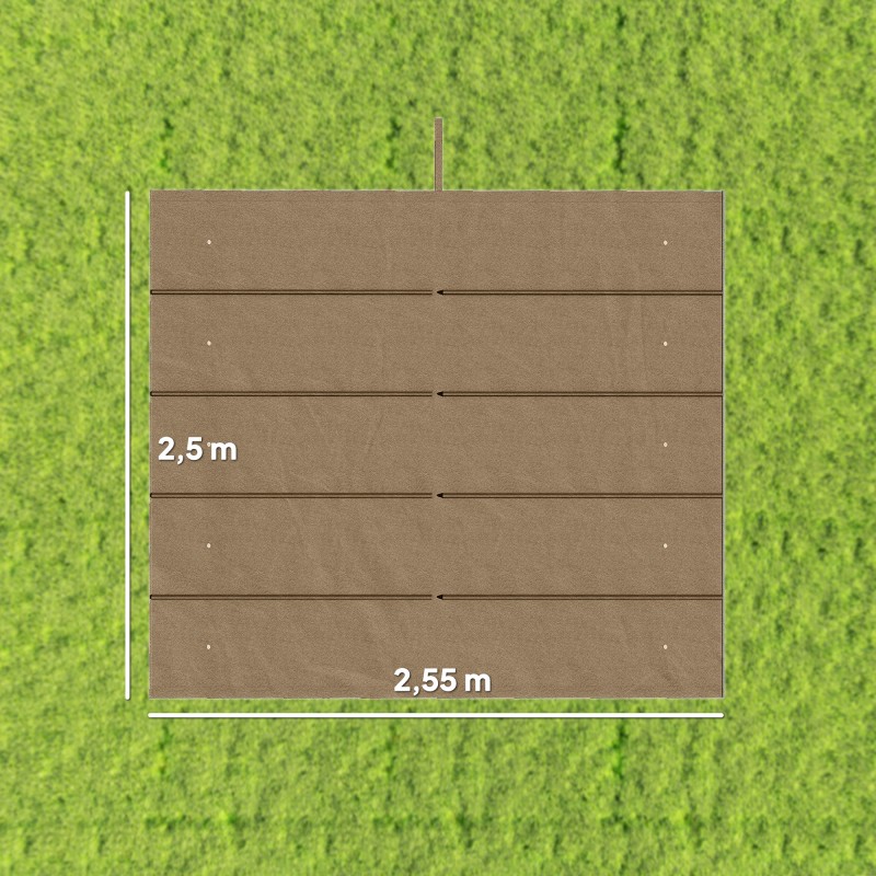 Pergolan kattokangas 3 x 3 m, liukuva, sadevesiaukoilla, polyesteri, ruskea