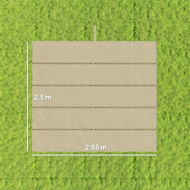 Pergolan kattokangas 3 x 3 m, liukuva, polyesteri, valutusaukot, beige