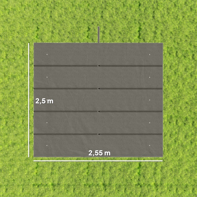 Pergolan kattokangas 3 x 3 m ulkokäyttöön, polyesteri, vaaleanharmaa, sadevesiaukot