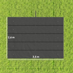 Paviljongin kattokangas 4 x 3 m paviljonkiin, polyesteri 350 x 260 cm, tummanharmaa, vedenpoistoreiät