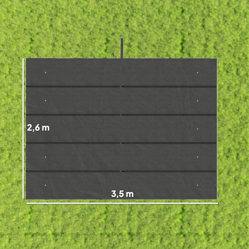 Paviljongin kattokangas 4 x 3 m paviljonkiin, polyesteri 350 x 260 cm, tummanharmaa, vedenpoistoreiät