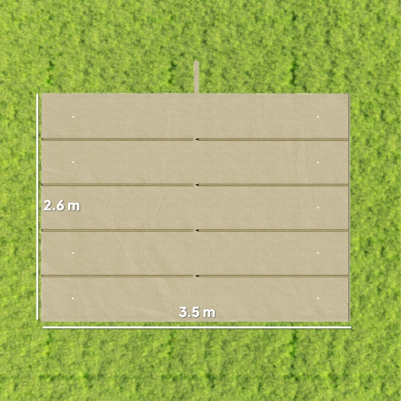 Pergolan kattokangas 4 x 3 m, polyesteri, sadevesireiät, beige (vaihtokatto liukukatolle)