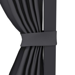 Terassikatos pergola liukuva katto ja verhot alumiinirunko 365 x 255 x 205 cm tummanharmaa