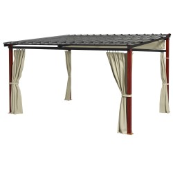 Pihapergola liukuvalla kangaskatolla ja sivuverhoilla 345x300 cm alumiini teräs beige