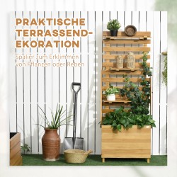 Viljelylaatikko köynnöstuella ja 3 hyllyllä, massiivipuu, säänkestävä, 63 x 39 x 160 cm, ruskea