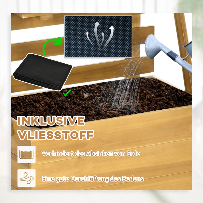 Viljelylaatikko köynnöstuella ja 3 hyllyllä, massiivipuu, säänkestävä, 63 x 39 x 160 cm, ruskea