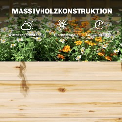 Puutarhan korkea viljelylaatikko köynnöstuella ja hyllyillä, kuusta, luonnonpuu 76 x 43,5 x 177 cm