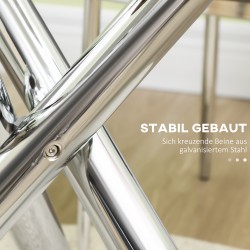 Pyöreä ruokapöytä 2–4 hengelle, karkaistu lasi ja teräsjalat, Ø80 x 74 cm, kirkas/hopea