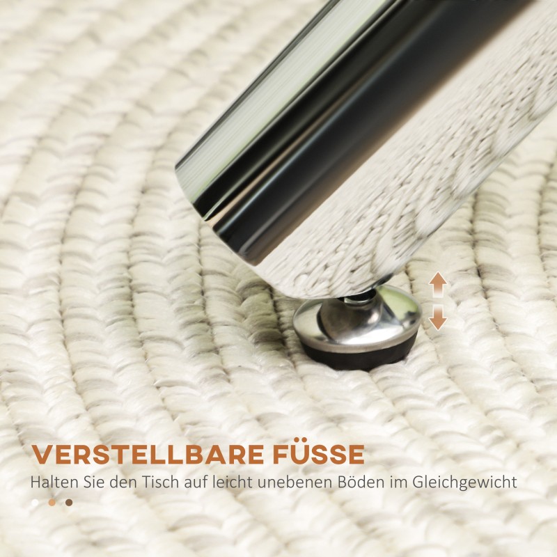 Pyöreä ruokapöytä 2–4 hengelle, karkaistu lasi ja teräsjalat, Ø80 x 74 cm, kirkas/hopea