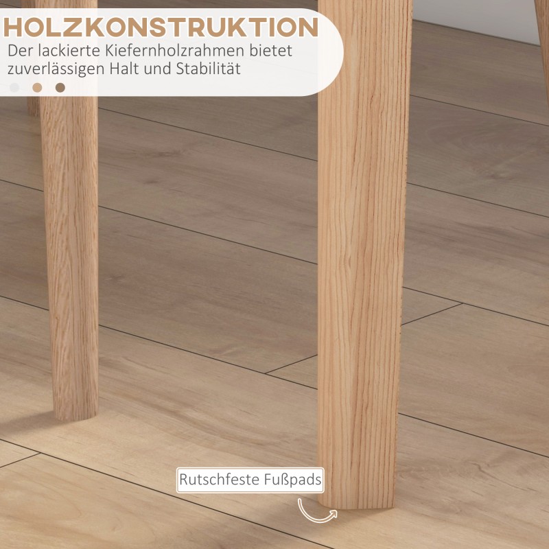 Pyöreä ruokapöytä keittiöön, massiivimänty, Ø75 x 76 cm, valkoinen / luonnonpuu