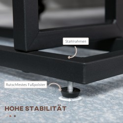 Sivupöytä / yöpöytä teräsrungolla ja kangastaskulla 49 x 19 x 55 cm tummanruskea/musta