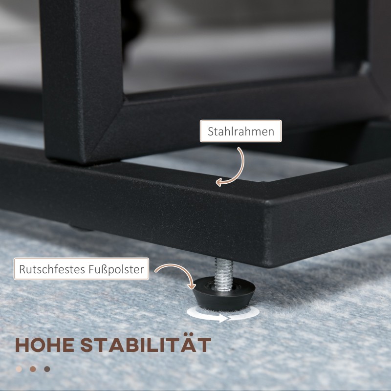 Sivupöytä / yöpöytä teräsrungolla ja kangastaskulla 49 x 19 x 55 cm tummanruskea/musta