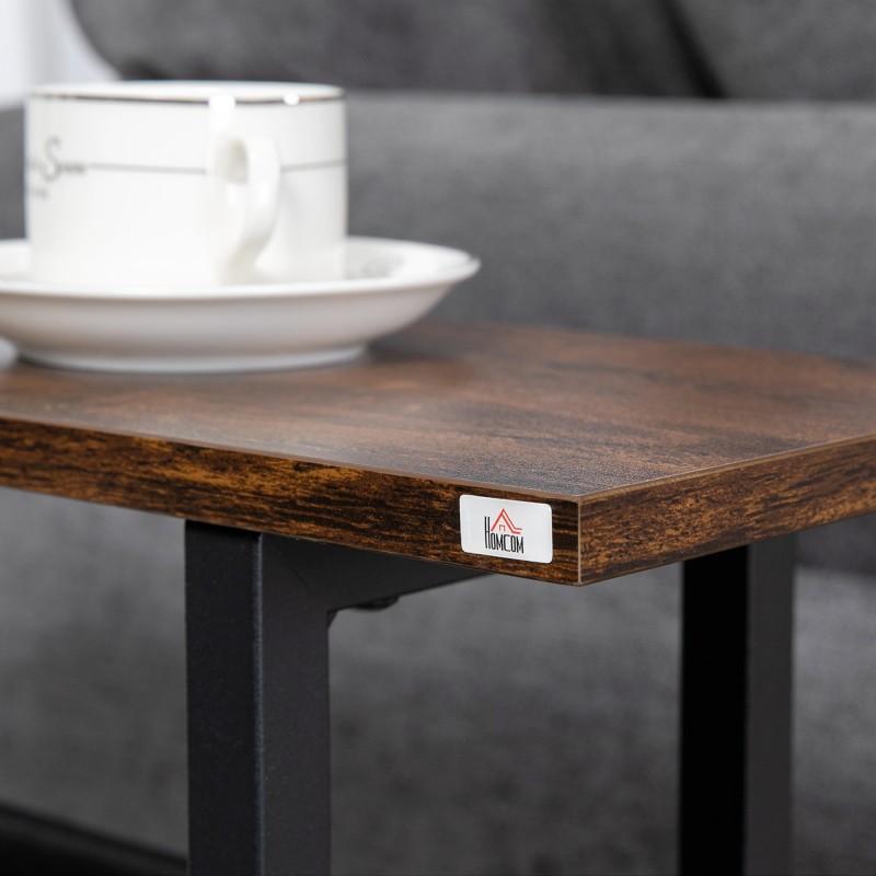 Sivupöytä / yöpöytä teräsrungolla ja kangastaskulla 49 x 19 x 55 cm tummanruskea/musta