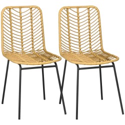 Ruokapöydän tuolit boho tyyli 2 kpl PE rottinki ja teräs 44 x 58 x 85 cm naturi keltainen