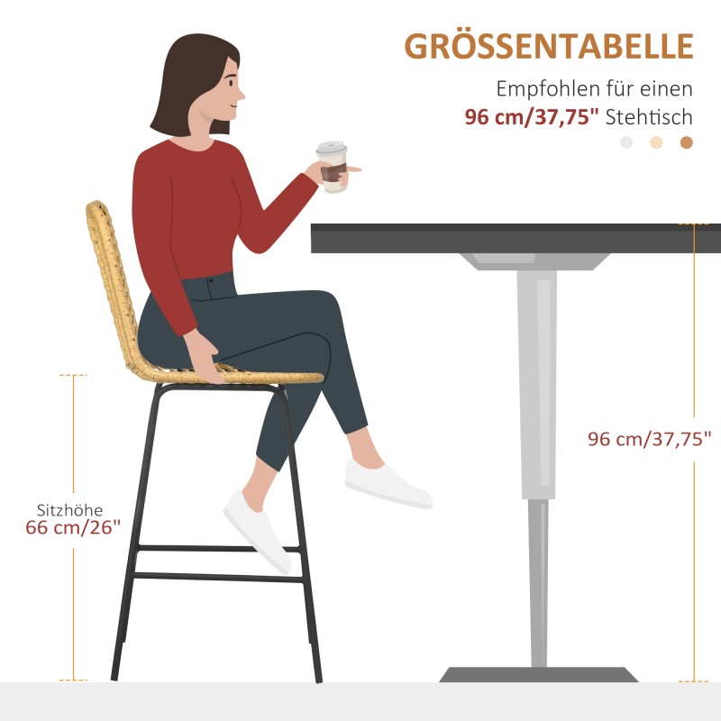 Baarituoli 2 kpl boho-tyyli keinorottinki ja teräs 42,5 x 52 x 102 cm keltainen/musta