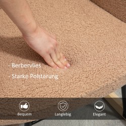 Keinutuoli olohuoneeseen, retrodesign, teräsrunko ja pyökkipuu, berberifleece-verhoilu, 98 x 71 x 101 cm, ruskea