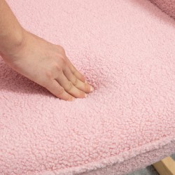 Keinutuoli olohuoneeseen, berber-fleece, pyökki ja teräs, 98 x 71 x 101 cm, vaaleanpunainen