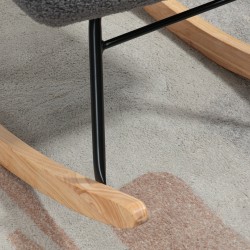 Keinutuoli retro-tyyliin olohuoneeseen, teräsrunko ja pyökkijalusta, 98 x 71 x 101 cm, tummanharmaa