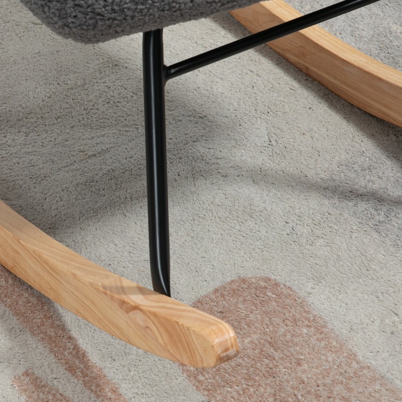 Keinutuoli retro-tyyliin olohuoneeseen, teräsrunko ja pyökkijalusta, 98 x 71 x 101 cm, tummanharmaa