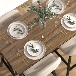 Baariryhmä pöytä ja 4 tuolia, pellavapintainen paksu pehmustus, teräsrunko, 120 x 60 cm, beige