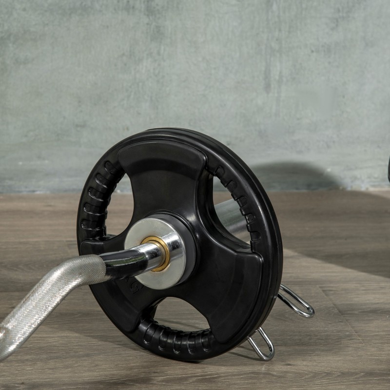 Levypainosetti 2 x 10 kg, kumipäällysteinen metallilevy, 5 cm reiällä, musta