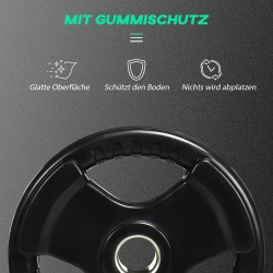 Levypainosetti kotitreeniin 2 x 15 kg, kumipinnoitettu, 3 kahvaa, 5 cm reikä, musta