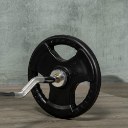 Levypainosetti kotitreeniin 2 x 15 kg, kumipinnoitettu, 3 kahvaa, 5 cm reikä, musta