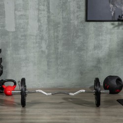 Levypainosetti kotitreeniin 2 x 15 kg, kumipinnoitettu, 3 kahvaa, 5 cm reikä, musta