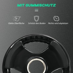 Levypainosetti 2 x 5 kg, kolme kahvaa, kumipinnoitettu metalli, Ø24 cm, musta