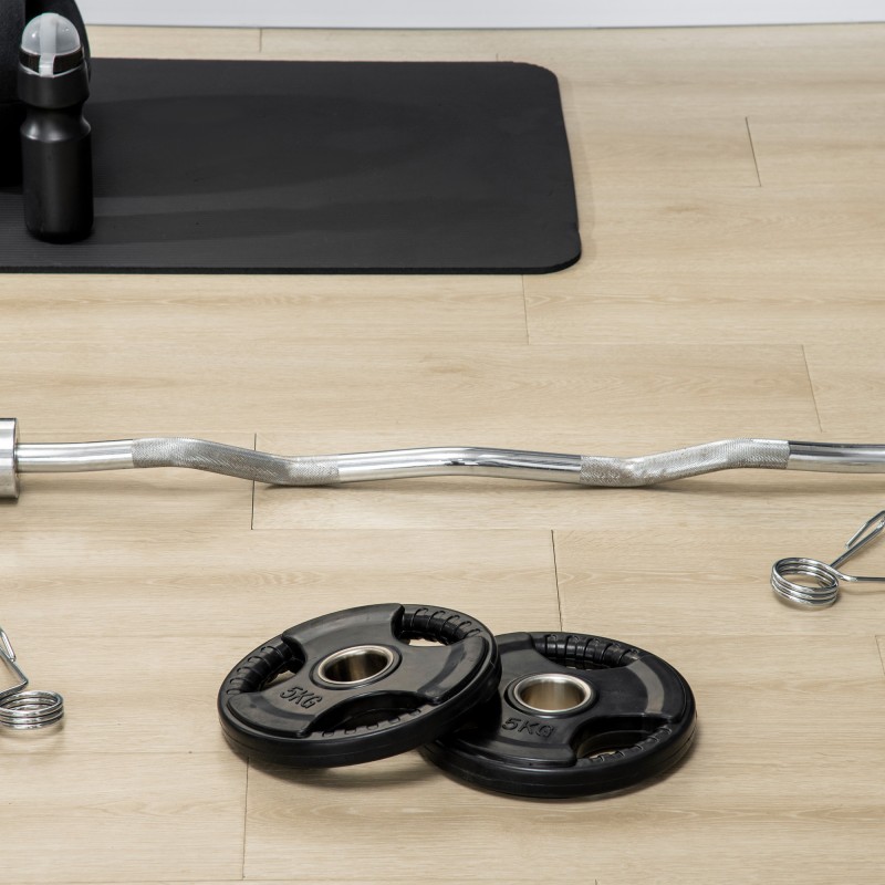 Levypainosetti 2 x 5 kg, kolme kahvaa, kumipinnoitettu metalli, Ø24 cm, musta