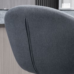 Säädettävä baarituoli selkänojalla ja jalkatuella, leinentyylinen kangas, 54x54x92–112 cm, tummanharmaa