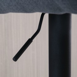 Säädettävä baarituoli selkänojalla ja jalkatuella, leinentyylinen kangas, 54x54x92–112 cm, tummanharmaa