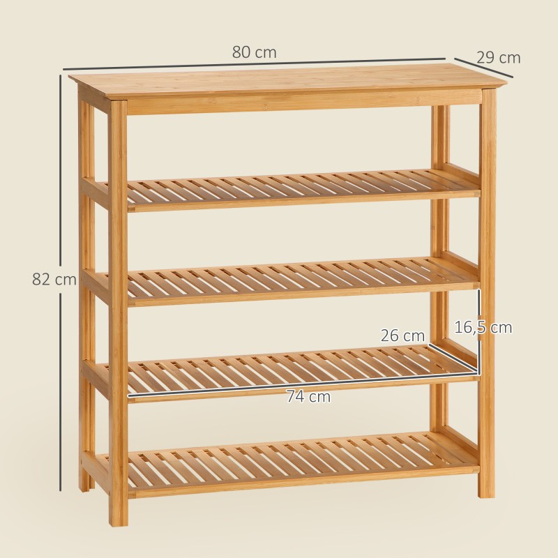 Kenkähylly 4 tasoa bambu 80 x 29 x 82 cm luonnonpuu enintään EU 45